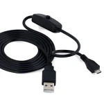 Cable con Interruptor USB A Micro USB para Raspberry Pi 1m Negro