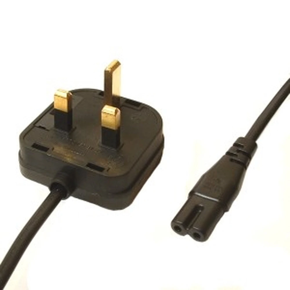 Cable de Alimentación C5 Cloverleaf To UK con Conector Fusible y Toma de Tierra