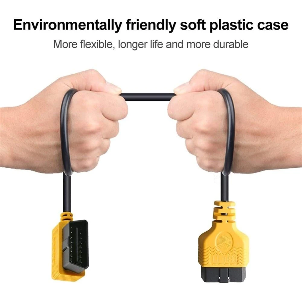 Vista del cable extensión OBD2 1 a 3 Autool con conectores de 16 pines