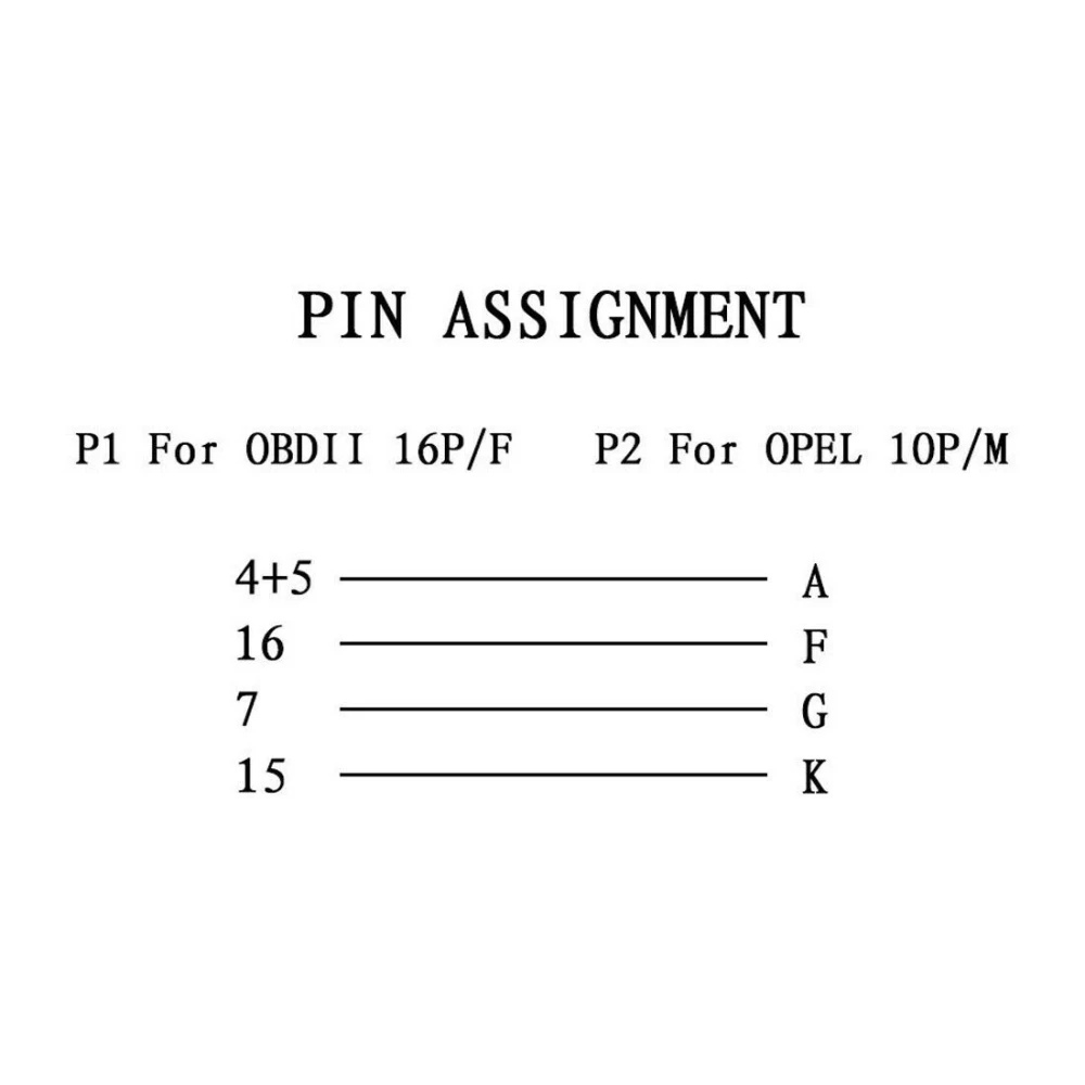 Conector macho de 10 pines y conector hembra de 16 pines para diagnóstico Opel