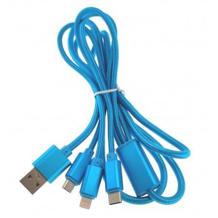 3in1-Ladekabel mit Micro USB Typ C Lightning-Anschlüssen 1,2m