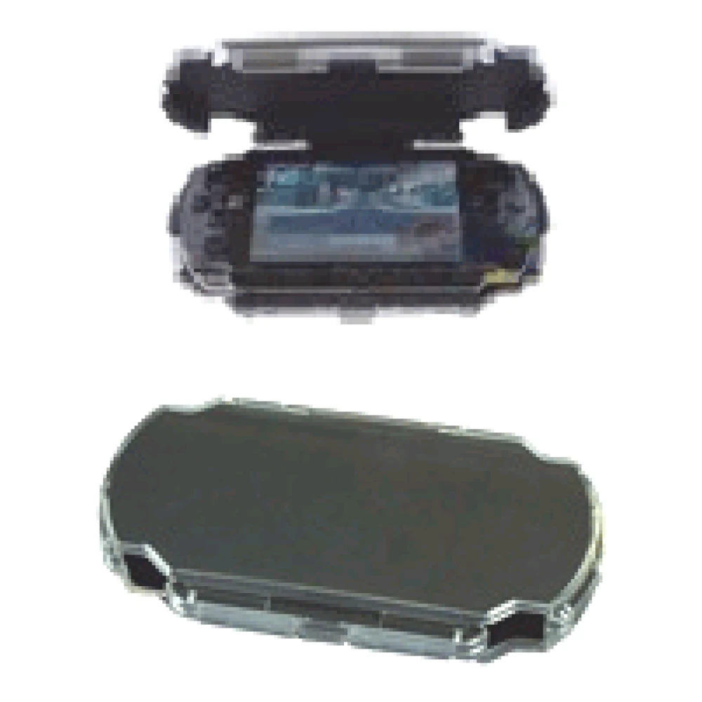 Caja plastico protectora para PSP con tapa ajustable y soporte integrado