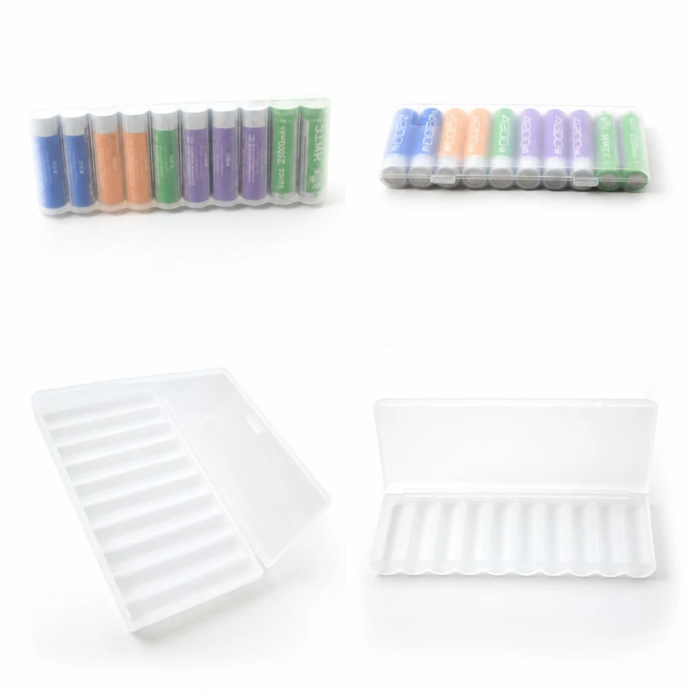 Caja Soporte Portabaterías 10× 18650 Plástico Transparente Gran Capacidad