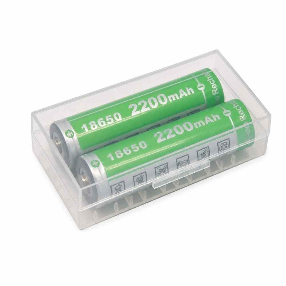 Caja Soporte Portabaterías 2× 20700 21700 Plástico Transparente Almacenamiento