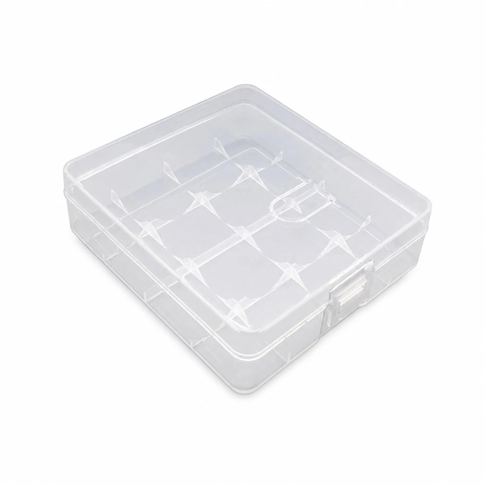 Caja Soporte Portabaterías 4× 18650 Plástico Transparente Almacenamiento Protección