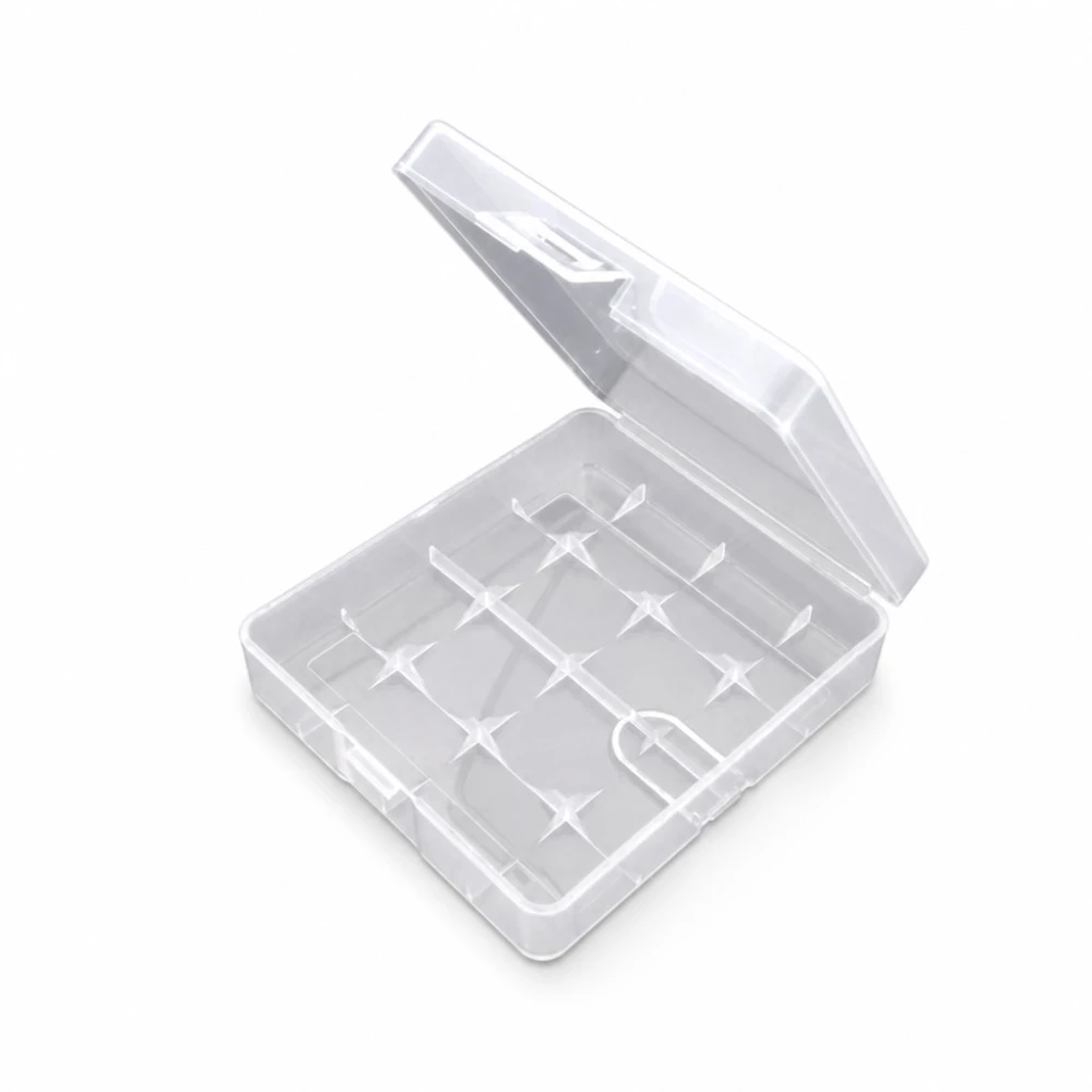 Caja Soporte Portabaterías 4× 18650 Plástico Transparente Almacenamiento Protección
