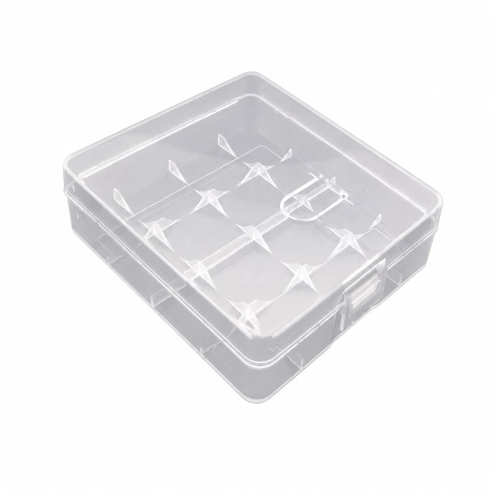 Caja Soporte Portabaterías 4× 18650 Plástico Transparente Almacenamiento Protección