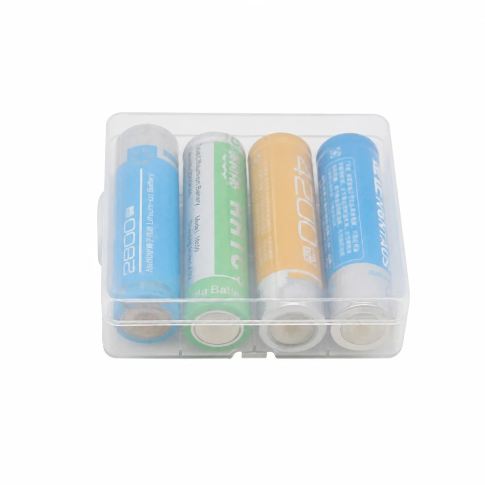 Caja Soporte Portabaterías 4× 18650 Plástico Transparente Almacenamiento Protección