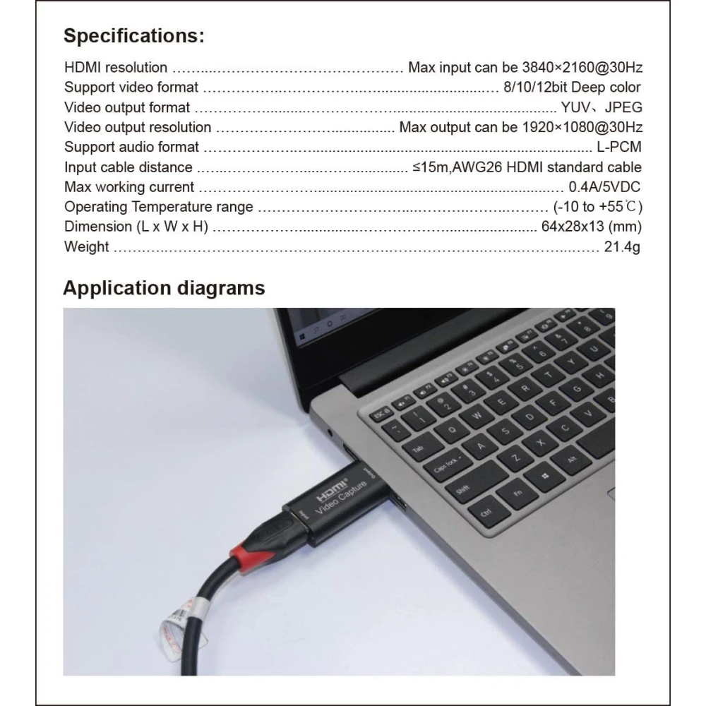 Capturadora de video HDMI USB 1080P para streaming, juegos y videoconferencias