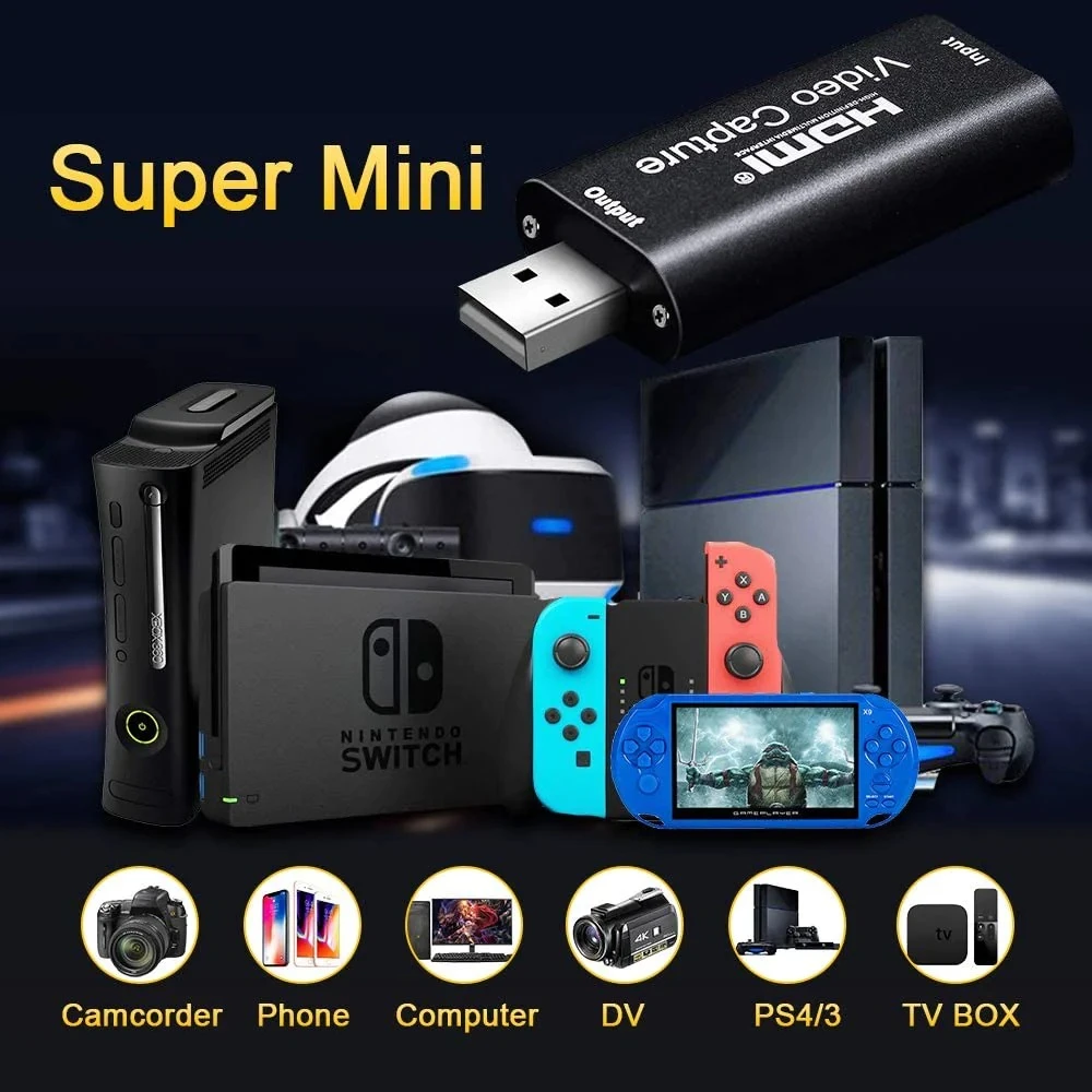 Capturadora de video HDMI USB 1080P para streaming, juegos y videoconferencias
