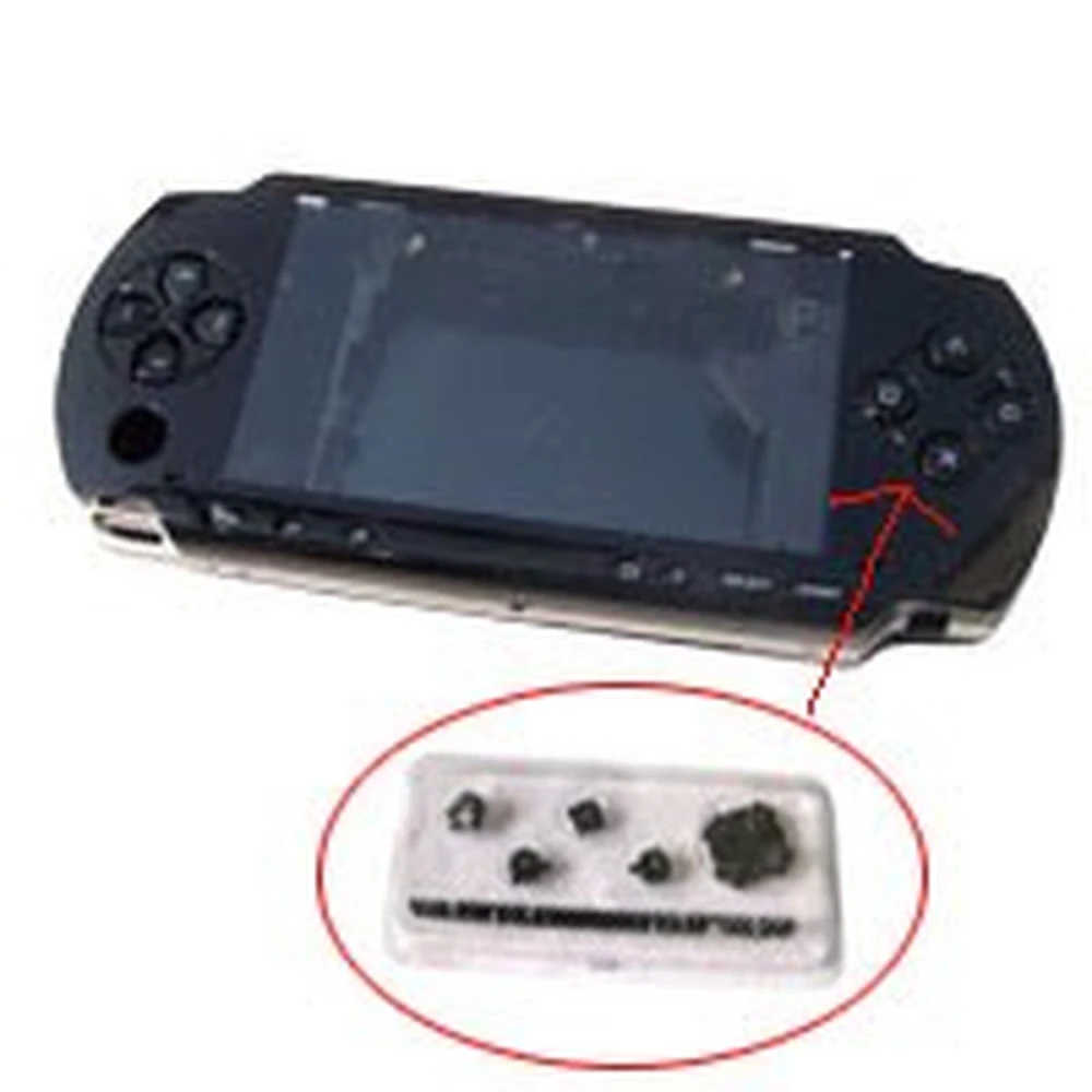 Carcasa completa PSP negra con botones para reparación y reemplazo