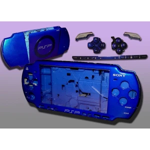 Carcasa completa PSP2000 azul electrico con botones para reparación y personalización