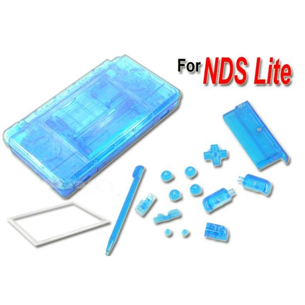 Carcasa Recambio Nintendo DS Lite Azul Transparente con Botones y Tornillería