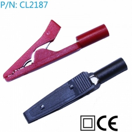 CL2187 Crocodile clips with banana plug 2mm pack of 2 red and black Tweezers  1.40 euro - satkit