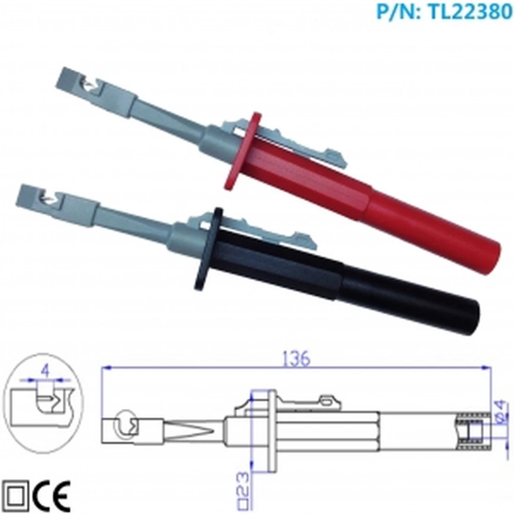 Clips aislados con gancho de sujeción catIII y conexión banana TL22380 Amass