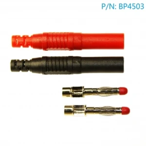 Conector banana macho 4mm recto BP4503 con 1 rojo y 1 negro incluido
