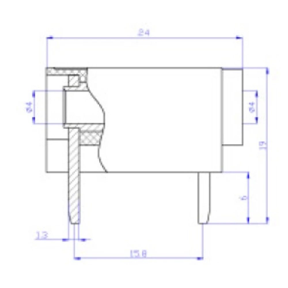 Detalle del conector aislado hembra banana 4mm BS4571 en placa de circuito