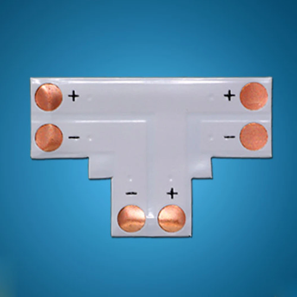 Conector Tipo T 3528 8mm 2 Pin para Tira LED RGB - Adaptador sin Soldadura