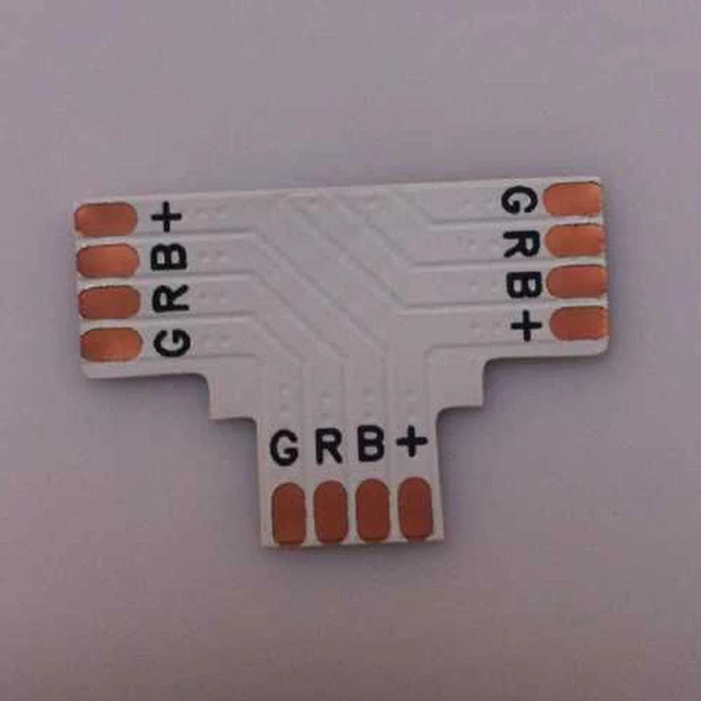 Conector Tipo T 5050 10mm 4 Pin RGB para Tira LED - Adaptador sin Soldadura