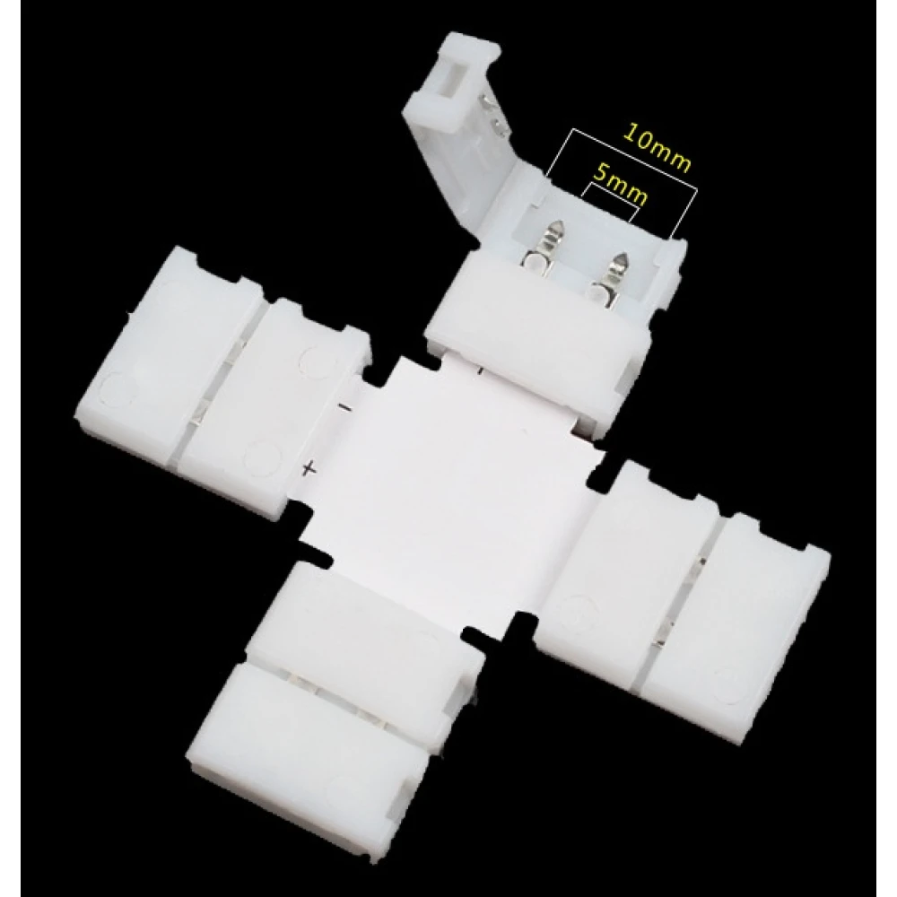 Conectores de Clip LED Forma-X 10mm 2Pin 5050 RGB para Tiras LED