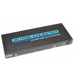 Conmutador matriz HDMI 4x2 Full HD 1080p 3D con control remoto