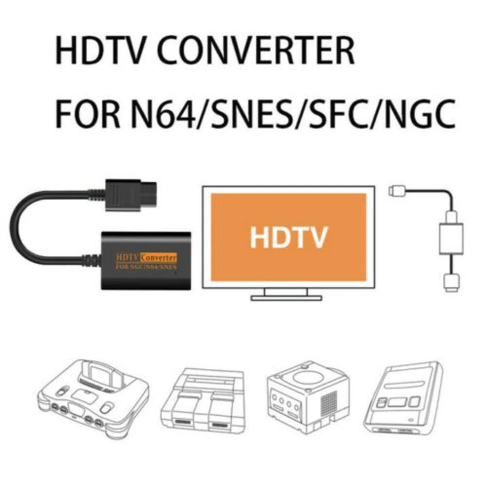 Consola Nintendo 64 conectada a televisor moderno mediante adaptador HDMI