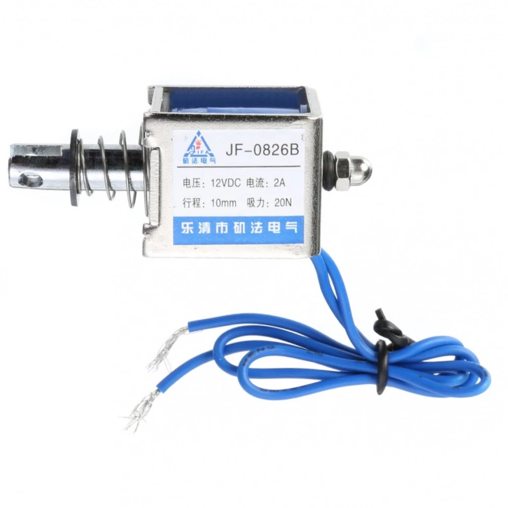 Electroimán empuja estira 12Vdc JF-0826B con retorno muelle para Arduino