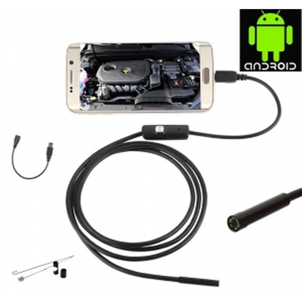 Endoscopio USB Android 1 metro con lente 5,5mm y luz LED regulable