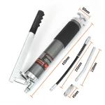 Pistola de engrase manual 600cc con manguera flexible y tubo curvado