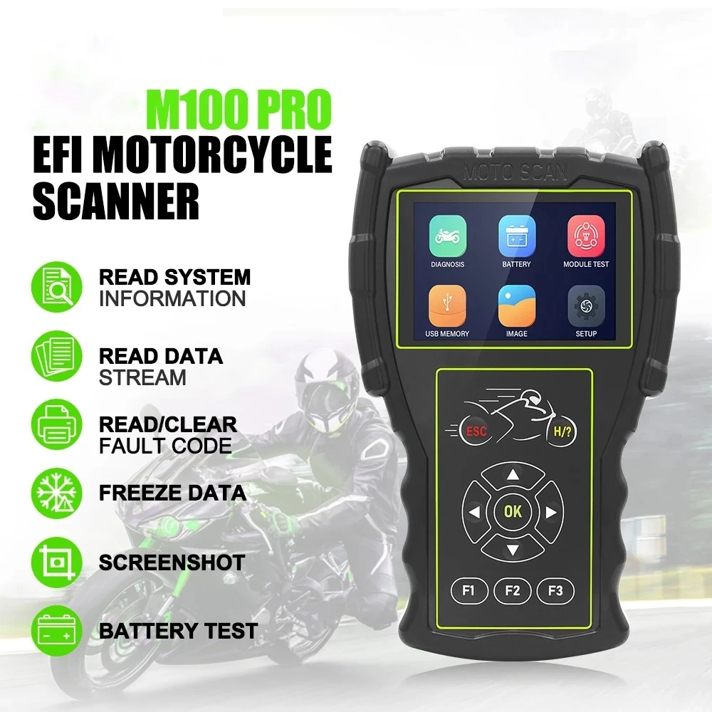 Escáner diagnóstico moto OBD JDiag M100 Pro para reparación de motos KTM Honda Yamaha Kawasaki BMW