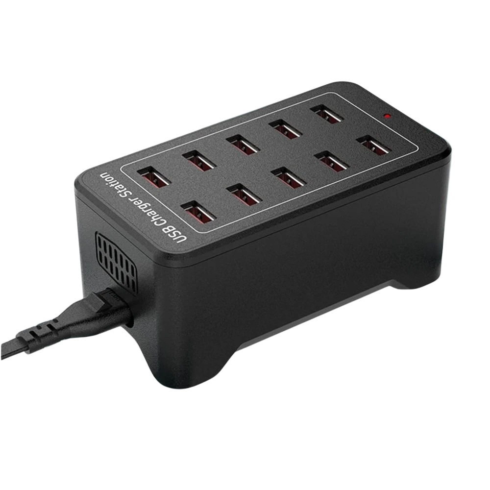 Estación de carga USB 10 puertos con IQ Charge - 50W 12A, 2.4A por puerto