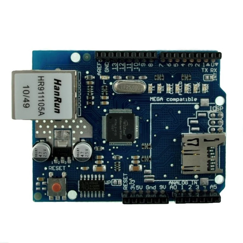 Ethernet Shield W5100 compatible Arduino para proyectos con Arduino UNO y MEGA