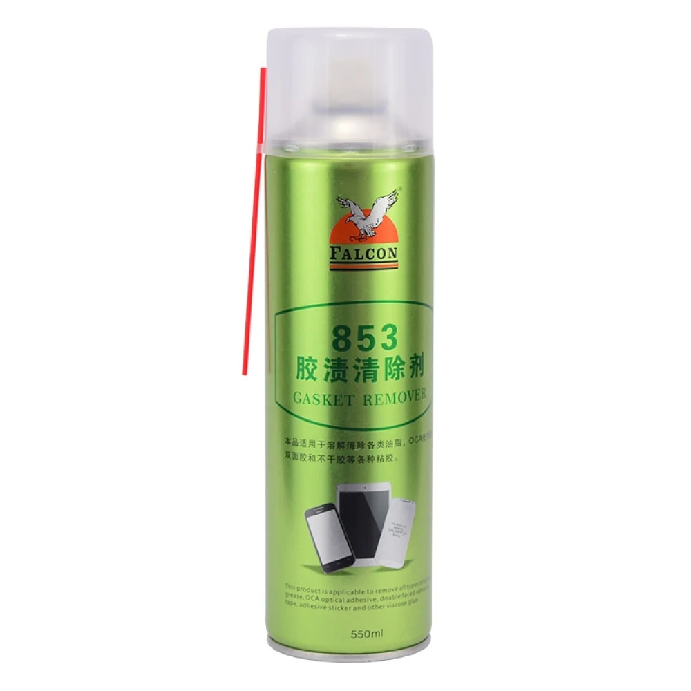 Falcon 853 eliminador de pegamento OCA para pantallas de móviles en spray 550ml