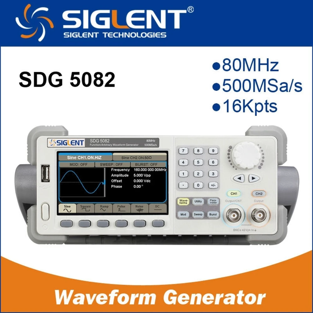 Generador de funciones arbitrario Siglent SDG5082 80MHz con doble salida y alta precisión