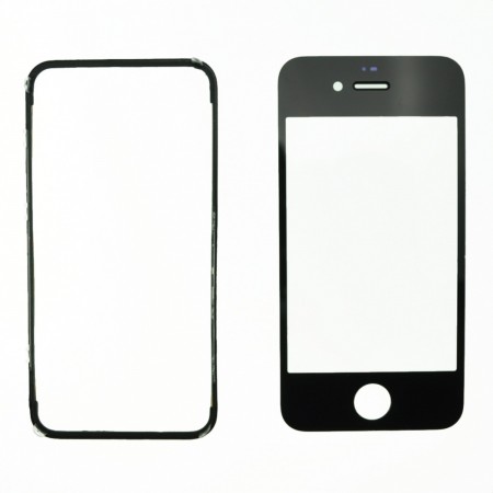 Glass Black Replacement Front Outer Screen For Iphone 4S + adhesive bezzel LCD REPAIR TOOLS  3.80 euro - satkit