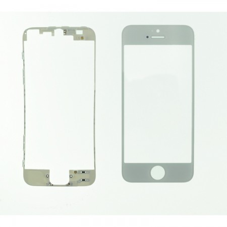 Glas WIT vervangend buitenste scherm voor Iphone 5s + zelfklevende bezzel IPHONE 5  4.50 euro - satkit
