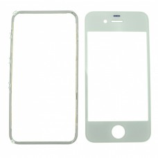 Glass White Replacement Front Outer Screen For Iphone 4s + Adhesive Bezzel