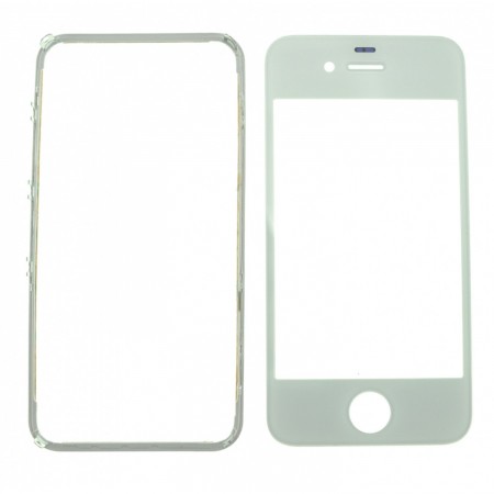 Glass WHITE Replacement Front Outer Screen For Iphone 4 + adhesive bezzel LCD REPAIR TOOLS  3.80 euro - satkit