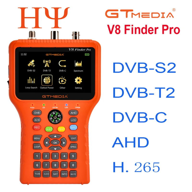 Misuratore Di Campo GTMedia V8 Finder Pro Per DVB-S2X/T2/C, LCD 4.3'', Batteria 4000mAh, Scansione Cieca E Supporto BISS