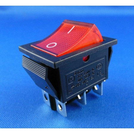 KCD4 Interruptor Basculante Rojo con Neon de 6 Pines