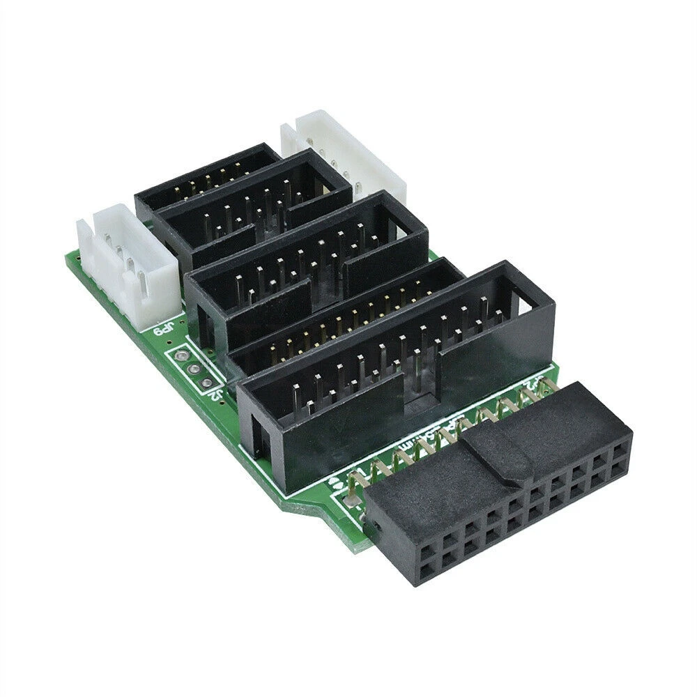 Vista lateral del J-Link JTAG Converter V9 con cables conectados