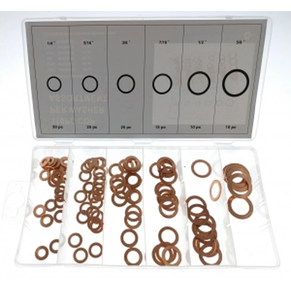 Juego 110 juntas de cobre varias medidas para reparación y automoción