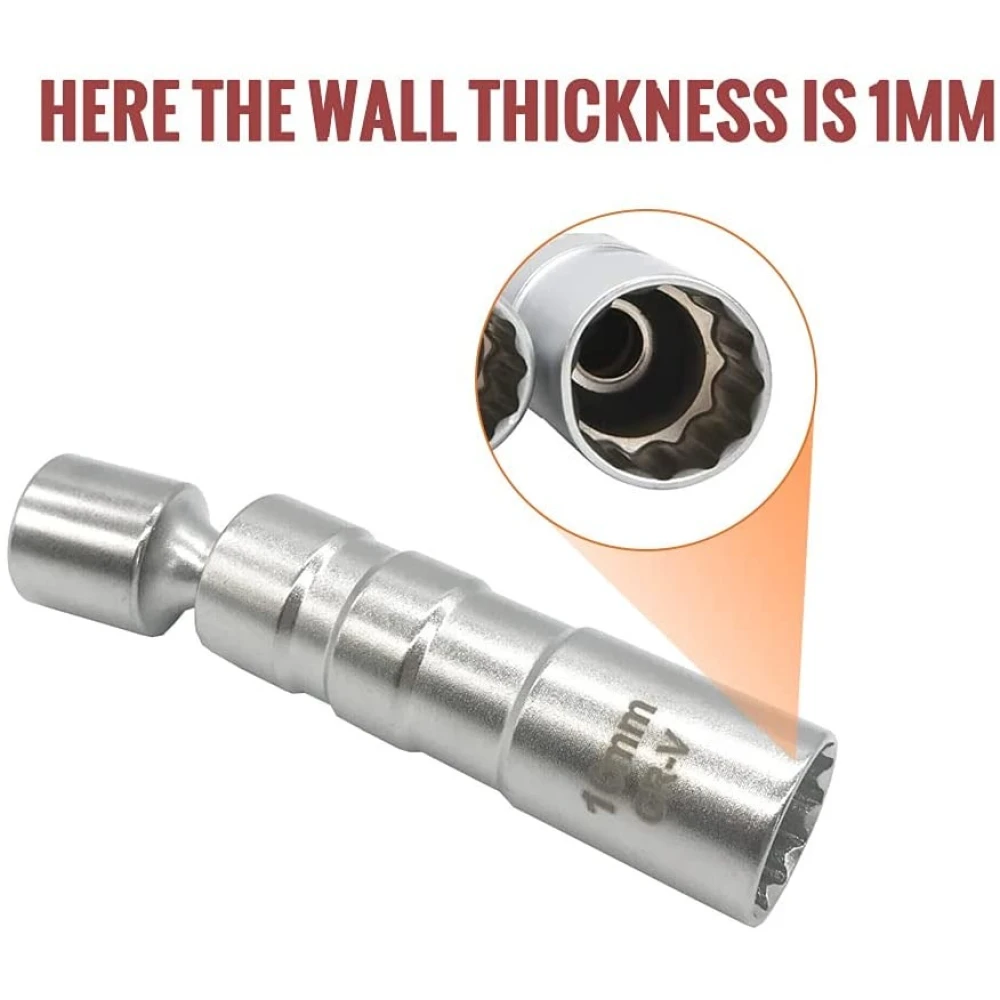 Juego de 2 llaves de vaso para bujía magnética flexible 14 mm y 16 mm TSX TOOL