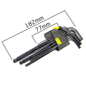 Juego de llaves allen largas con bola 9 piezas 1,5-10mm para coche y moto