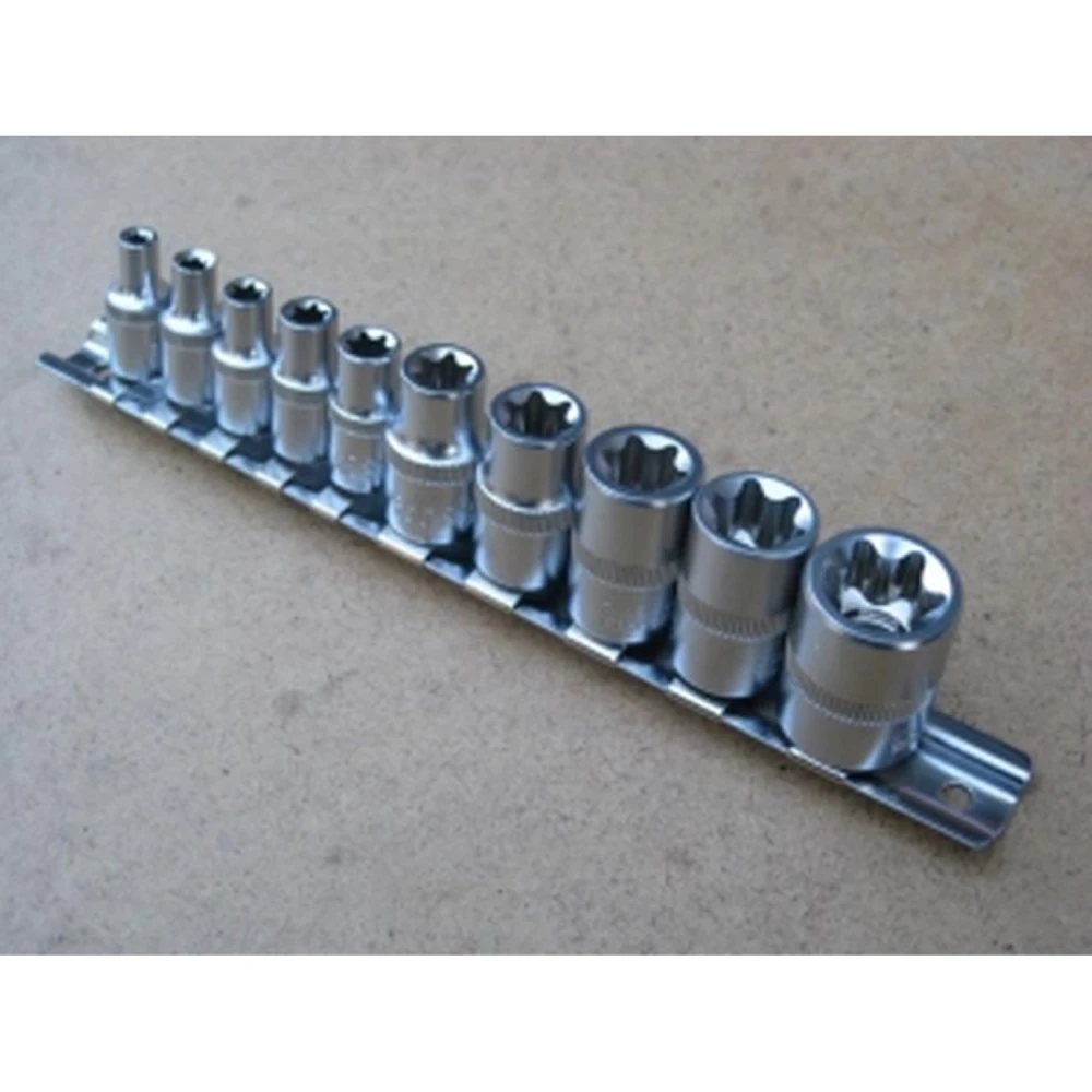 Juego de llaves Torx hembra 1/4 - Set 10 piezas TSX TOOL en acero cromo vanadio