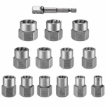 Juego Extractor Tornillos Tuercas Rotas 14 Piezas Acero HSS Saca Pernos Dañados