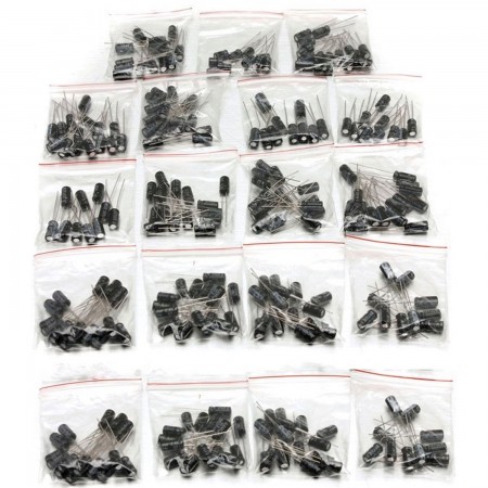 Kit 190 pieces Electrolytic Capacitor, 19 different value, 10 units each value from 1uF a 1000uF Capacitors pack  4.00 euro - satkit