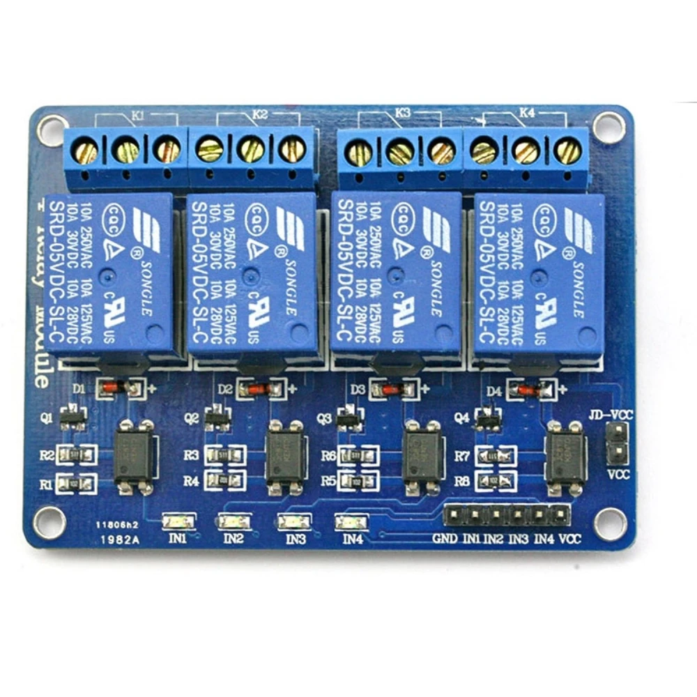 Kit 4 relés 5V para Arduino compatible - Control de 4 canales