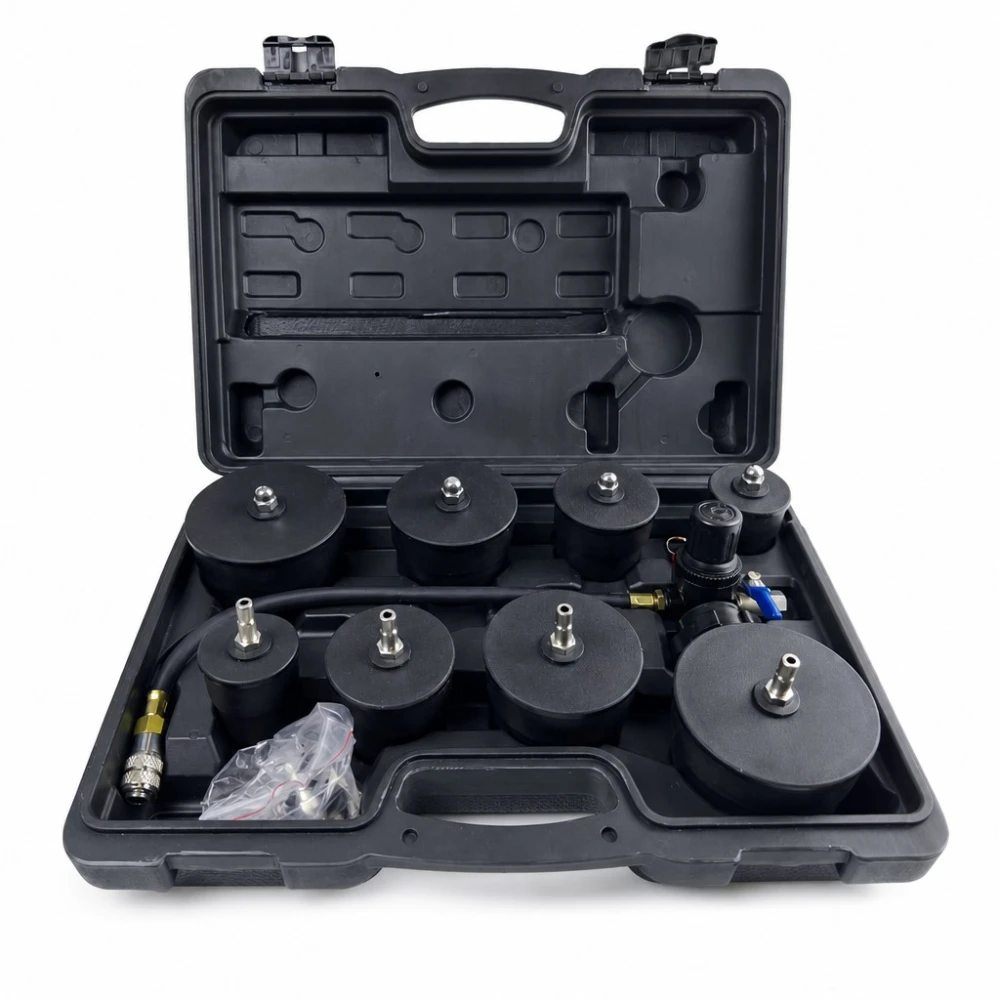 Kit Probador de Fugas de Turbocompresor 9 Piezas con Manómetro Test Presión Turbo