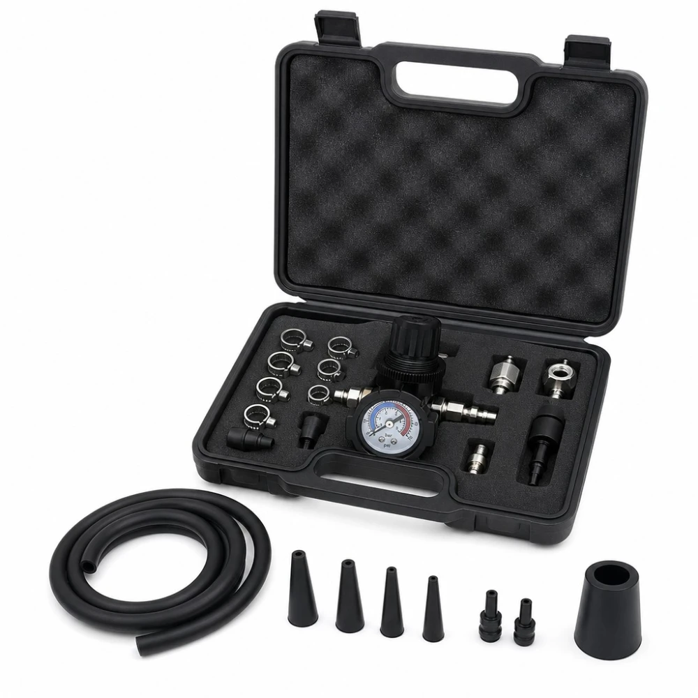 Kit Probador de Fugas de Turbocompresor 9 Piezas con Manómetro Test Presión Turbo